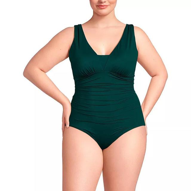 Plus Size Lands End SlenderSuit Grecian Tummy Control Chlorine Resistant One Piece Swimsuit, Womens Product Image
